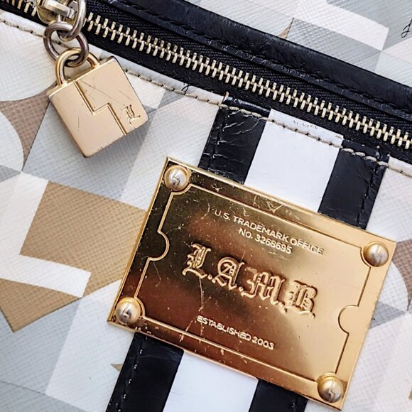 L.A.M.B. by Gwen Stefani rare vintage Y2K abstract print leather crossbody bag - Picture 4 of 9